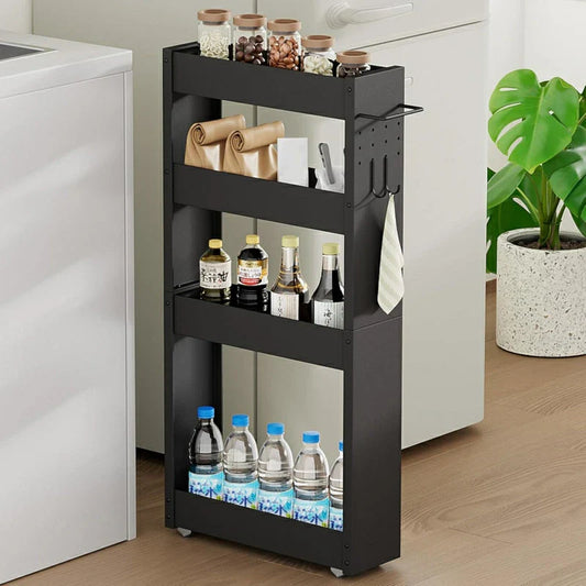 隙間収納 幅13cm スリムストレージ キャスター付き 4段(ホワイト)SR02W