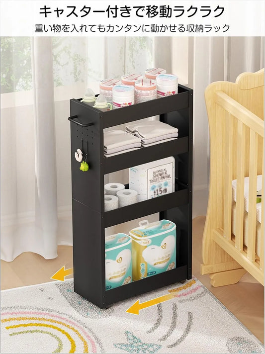 【幅20cm】キャスター付きの隙間ワゴン|薄型 SR04B