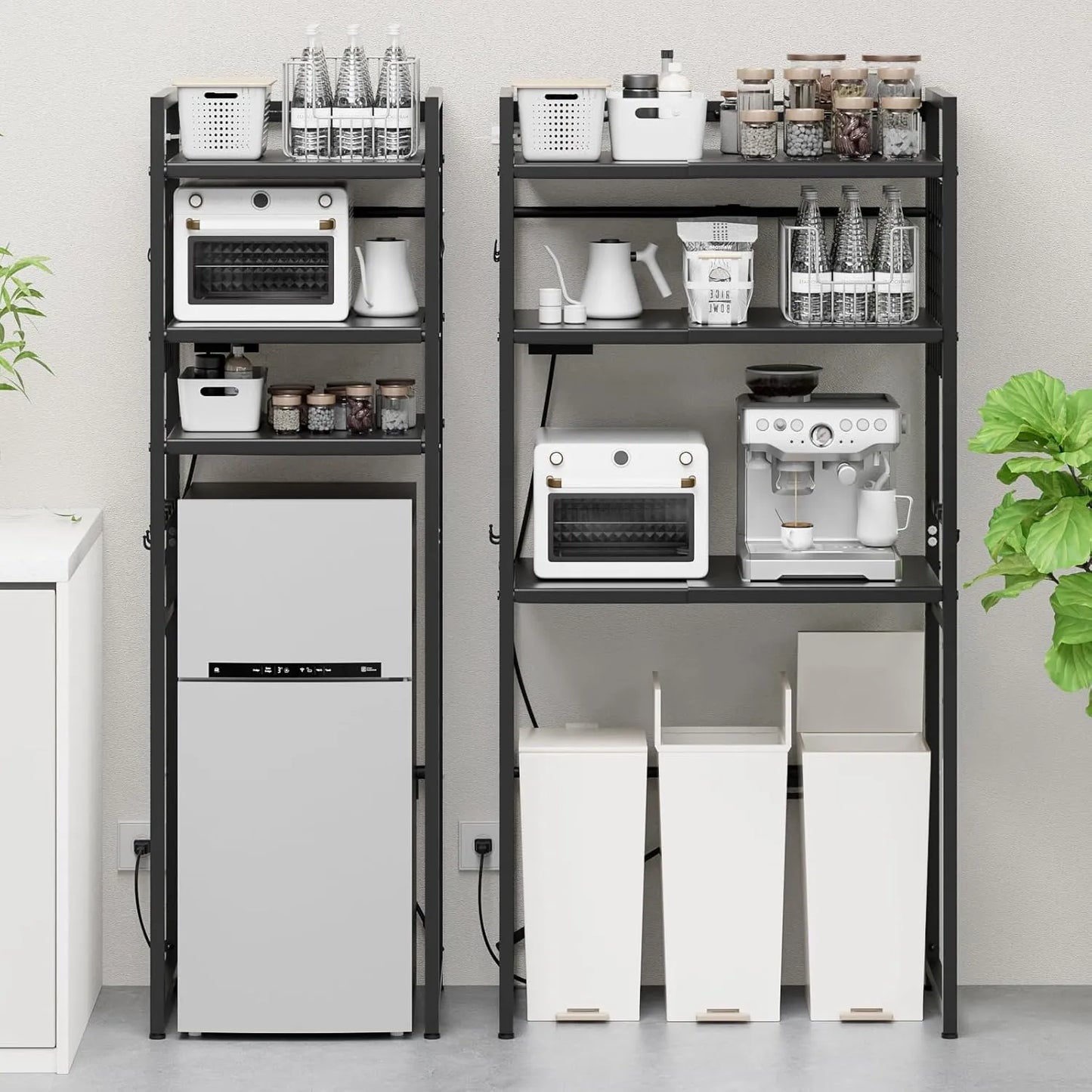 【高さ170cm】ゴミ箱・冷蔵庫上ラック|口コンセント付き SH38W