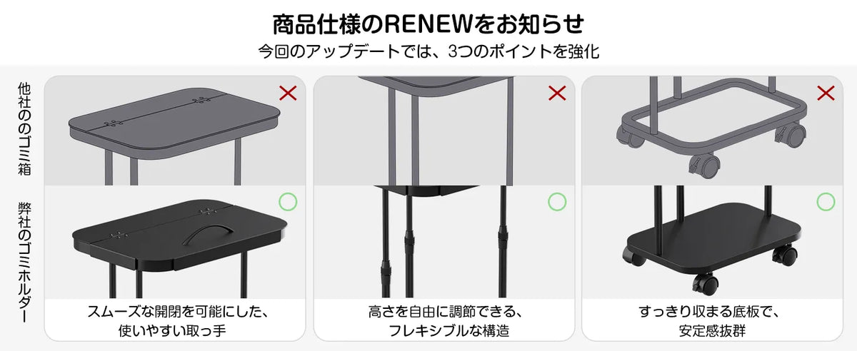 【底板付き】横開きゴミ袋ホルダー・高さ調整可　SH68W