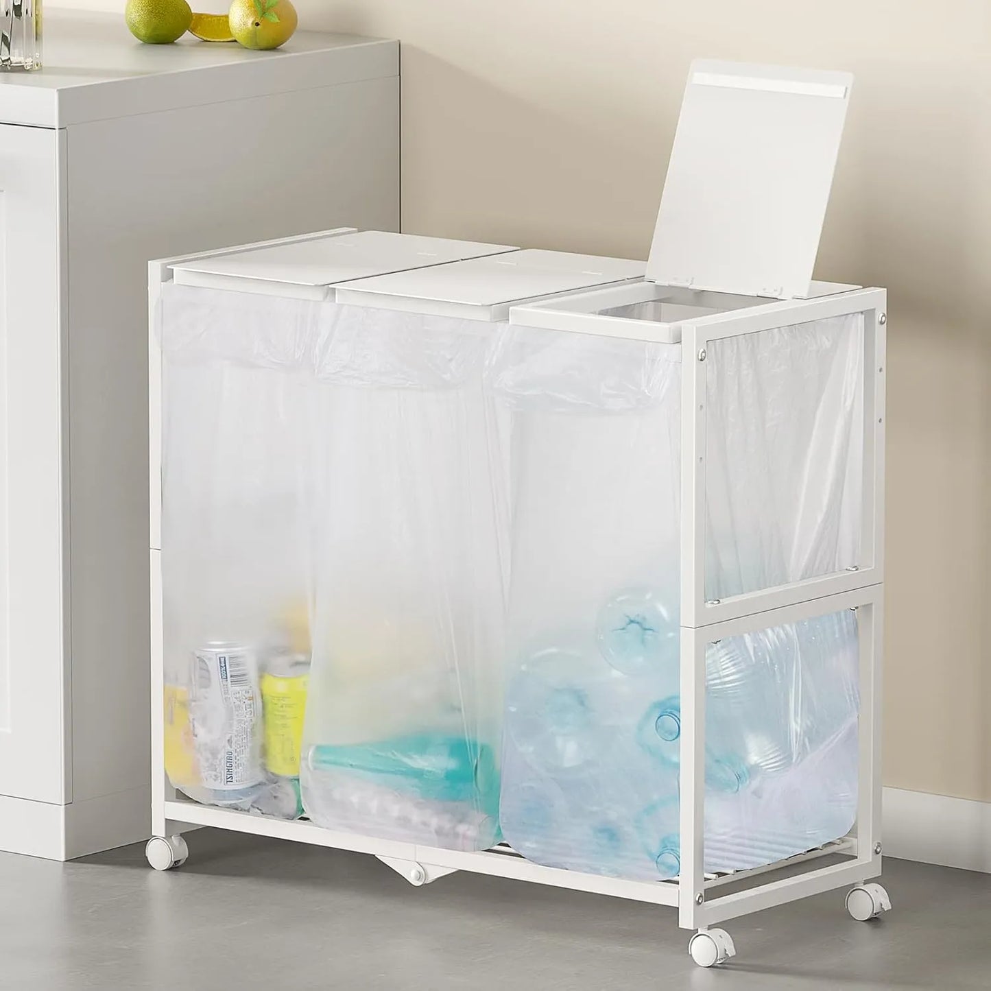 ゴミ箱 3分別 ダストワゴン ゴミ袋ホルダー 高さ三段調節20~45L袋対応　SH49W