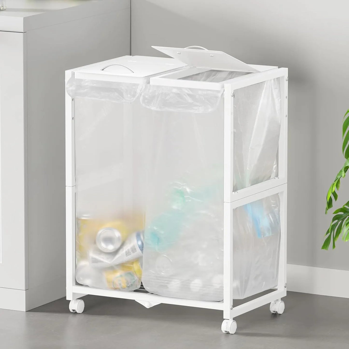 45L×2分別 平袋・U型袋両対応 ダストワゴン 高さ三段調節　SH53W