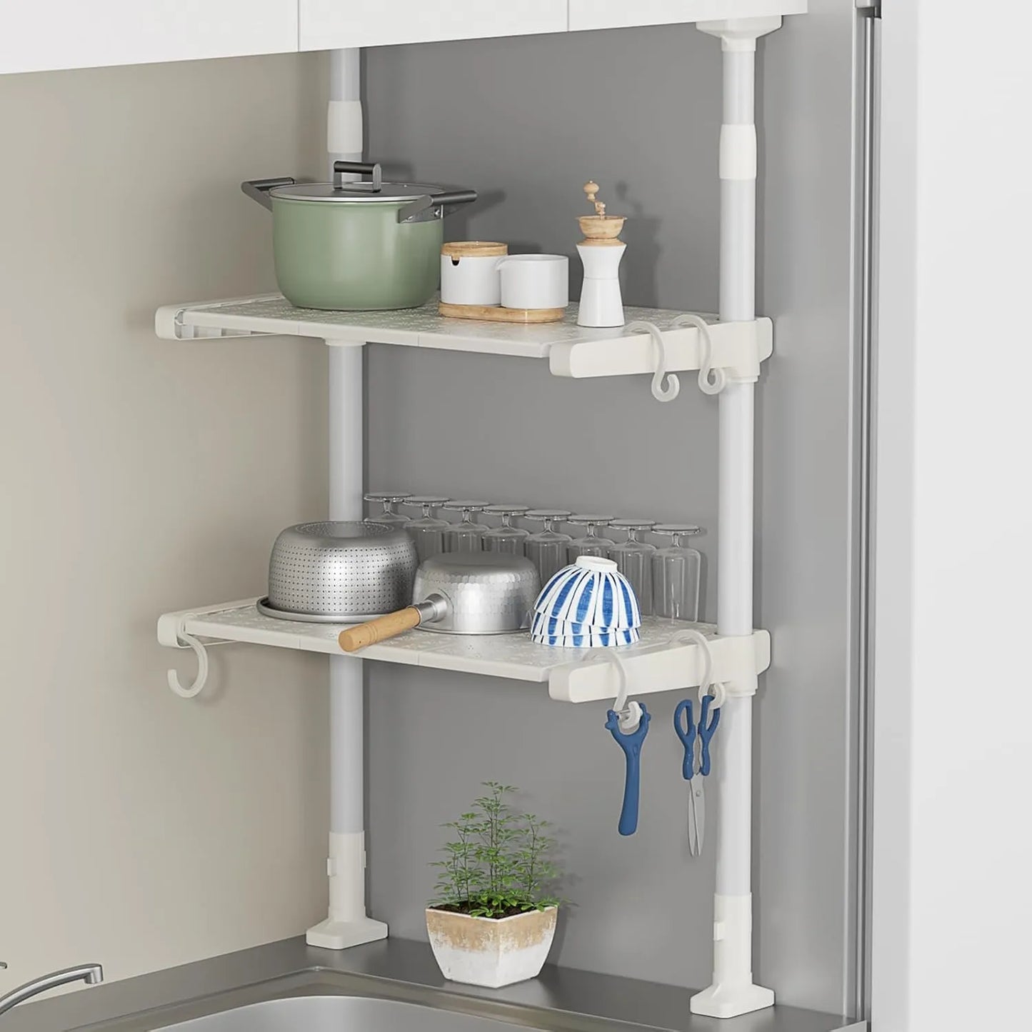 【伸縮式】突っ張りキッチンラック TR01W