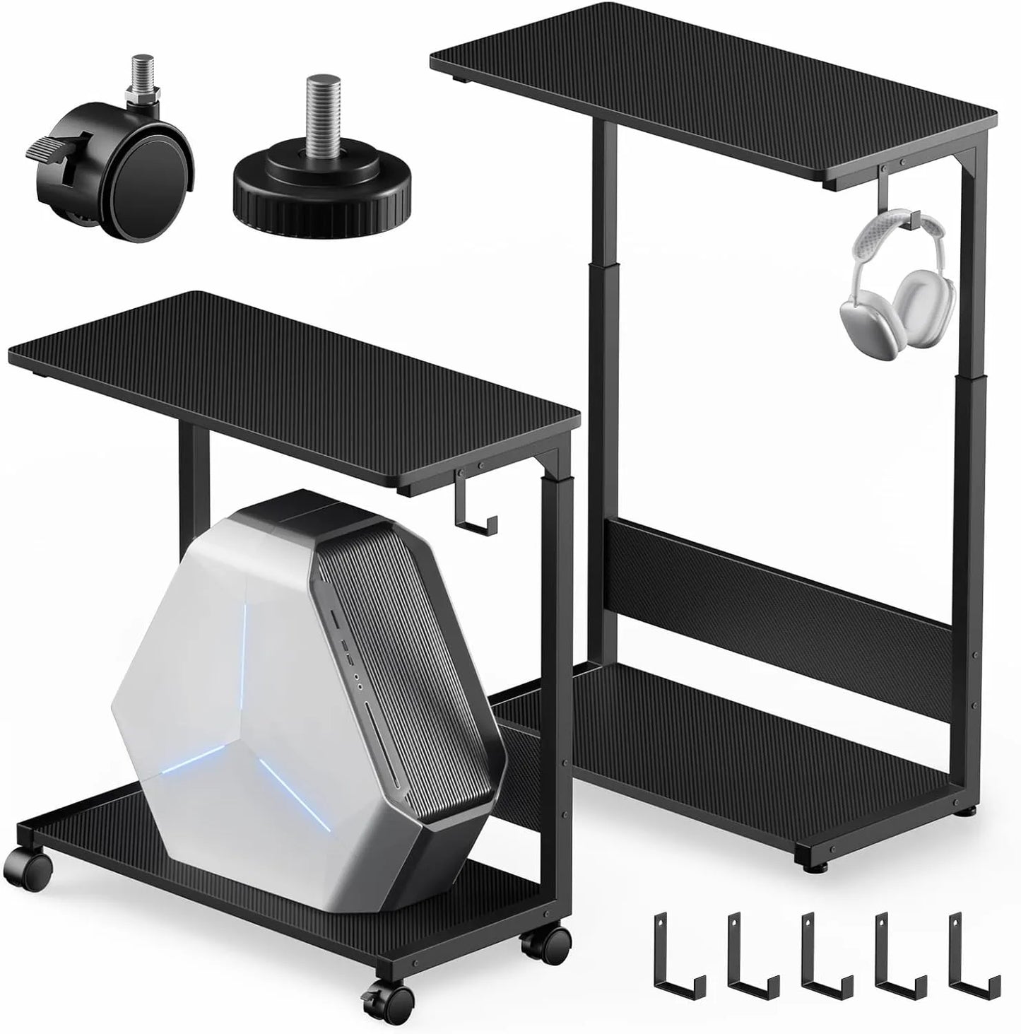 【昇降式】キャスター付きパソコンワゴン｜コ字型　SH50