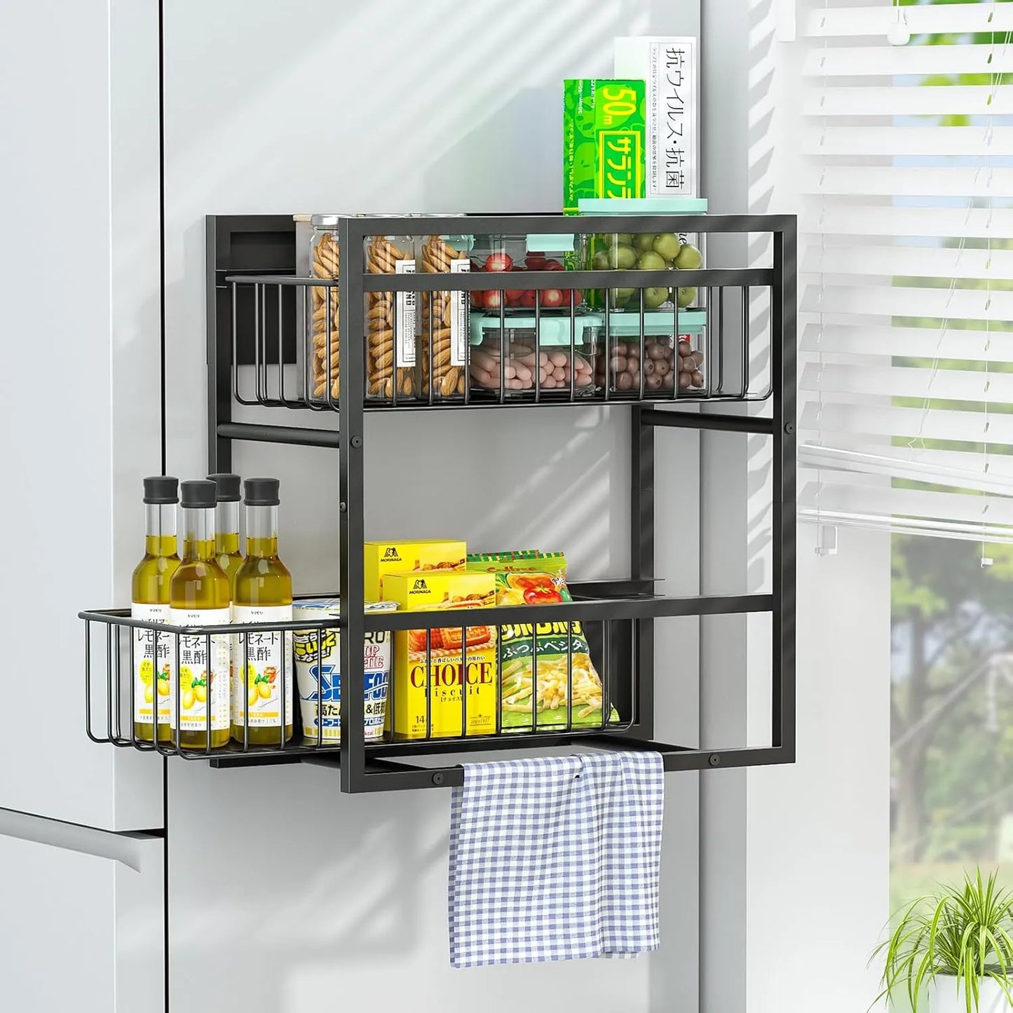 【耐荷重40kg・2Way置き】マグネット 収納 2段 引き出しラック 冷蔵庫サイドラック MS05W