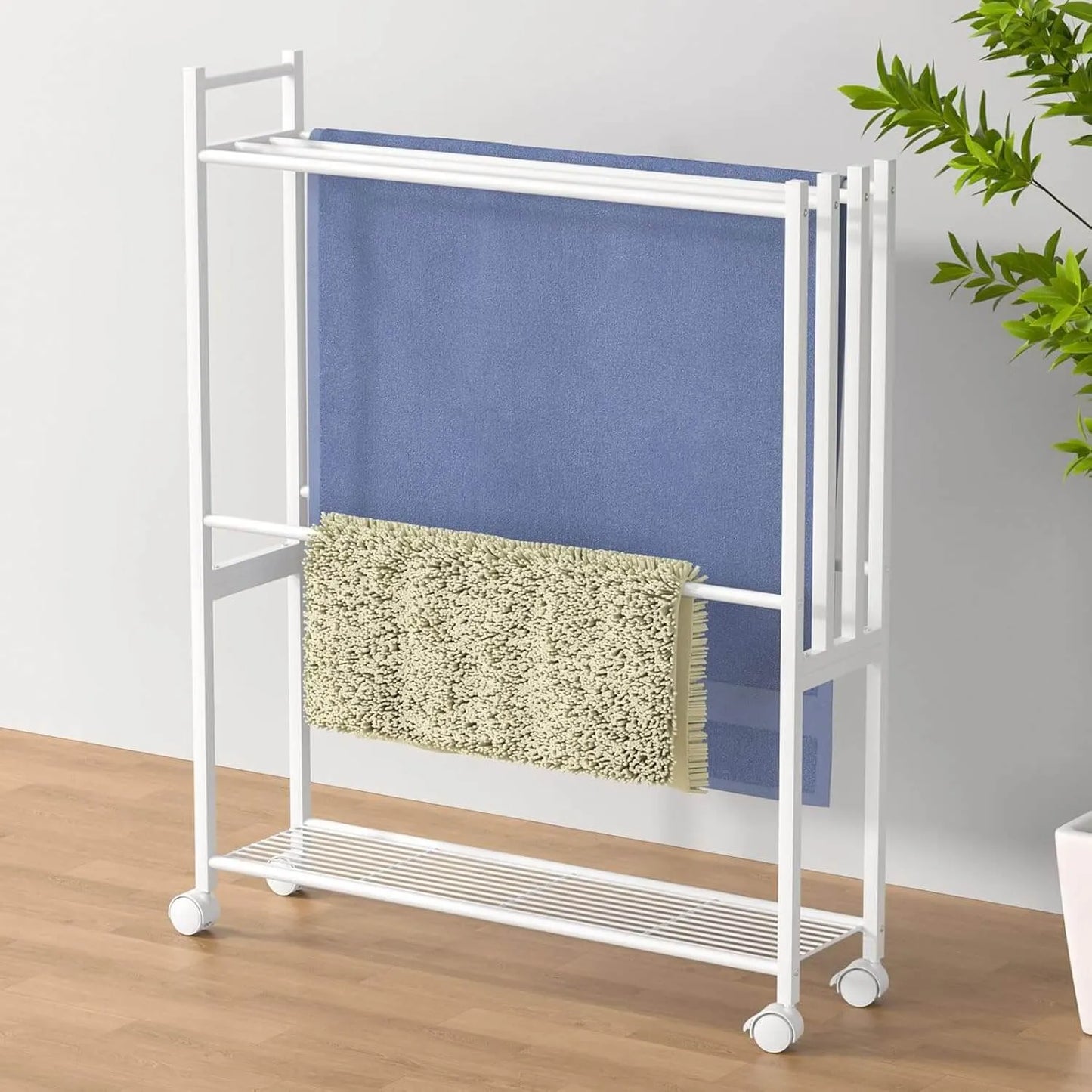 タオルスタンド 物干しラック 置き型 キャスター付き 2色　SH51W