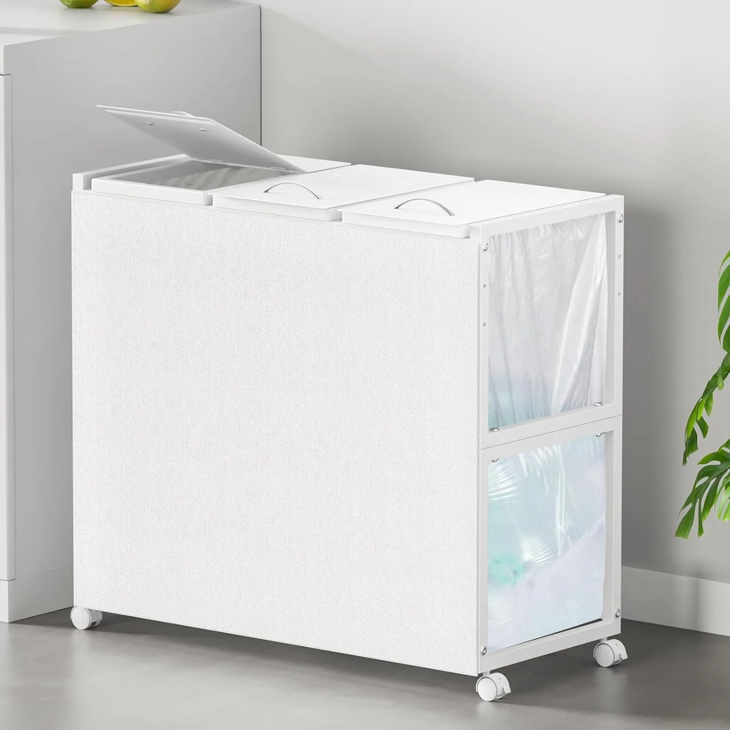 [マグネット式目隠し]３分別×45L ふた付き 10L～55L ゴミ箱ホルダー　SH69W