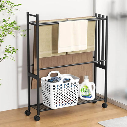 タオルスタンド 物干しラック 置き型 キャスター付き 2色　SH51W