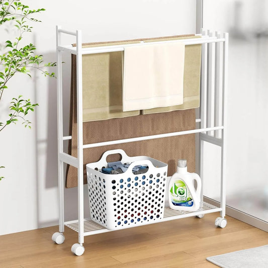 タオルスタンド 物干しラック 置き型 キャスター付き 2色　SH51W