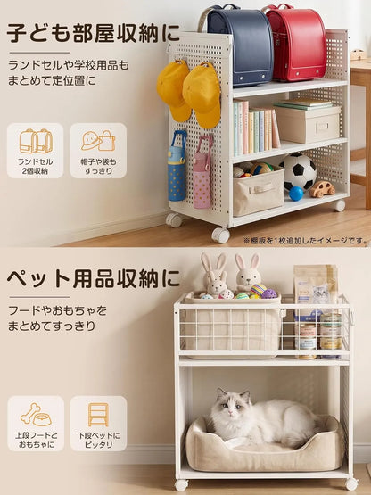 【高さ3段階調節】押入れ・クローゼット収納ラック キャスター付き SH90