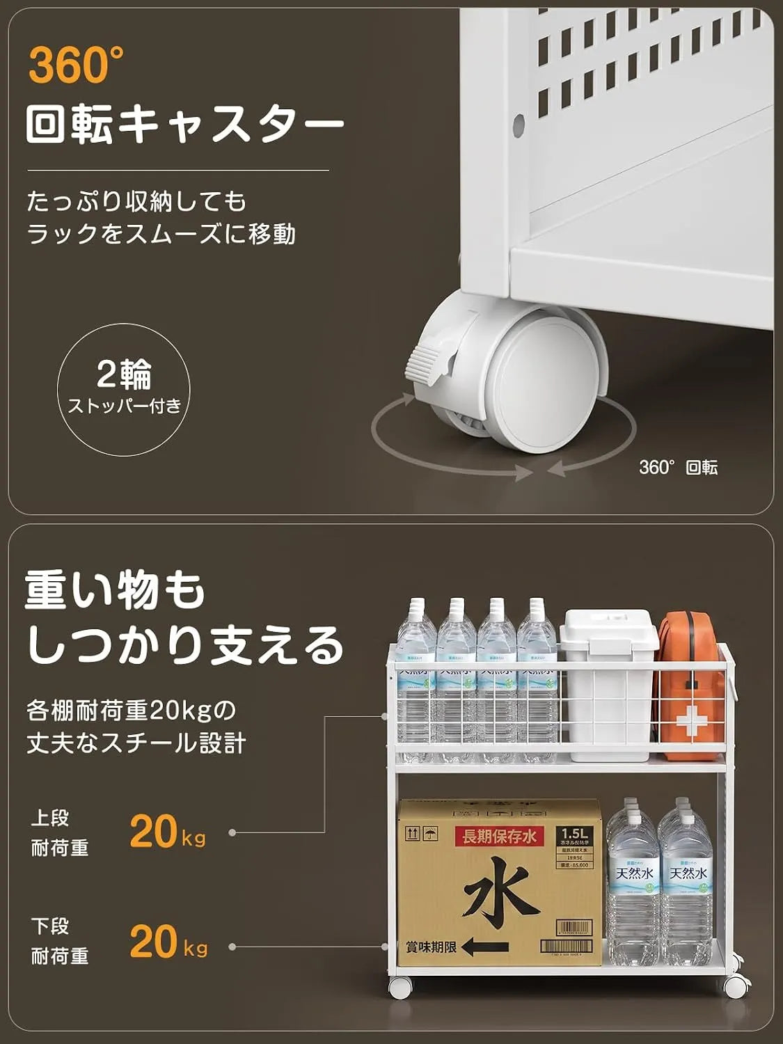 【高さ3段階調節】押入れ・クローゼット収納ラック キャスター付き SH90