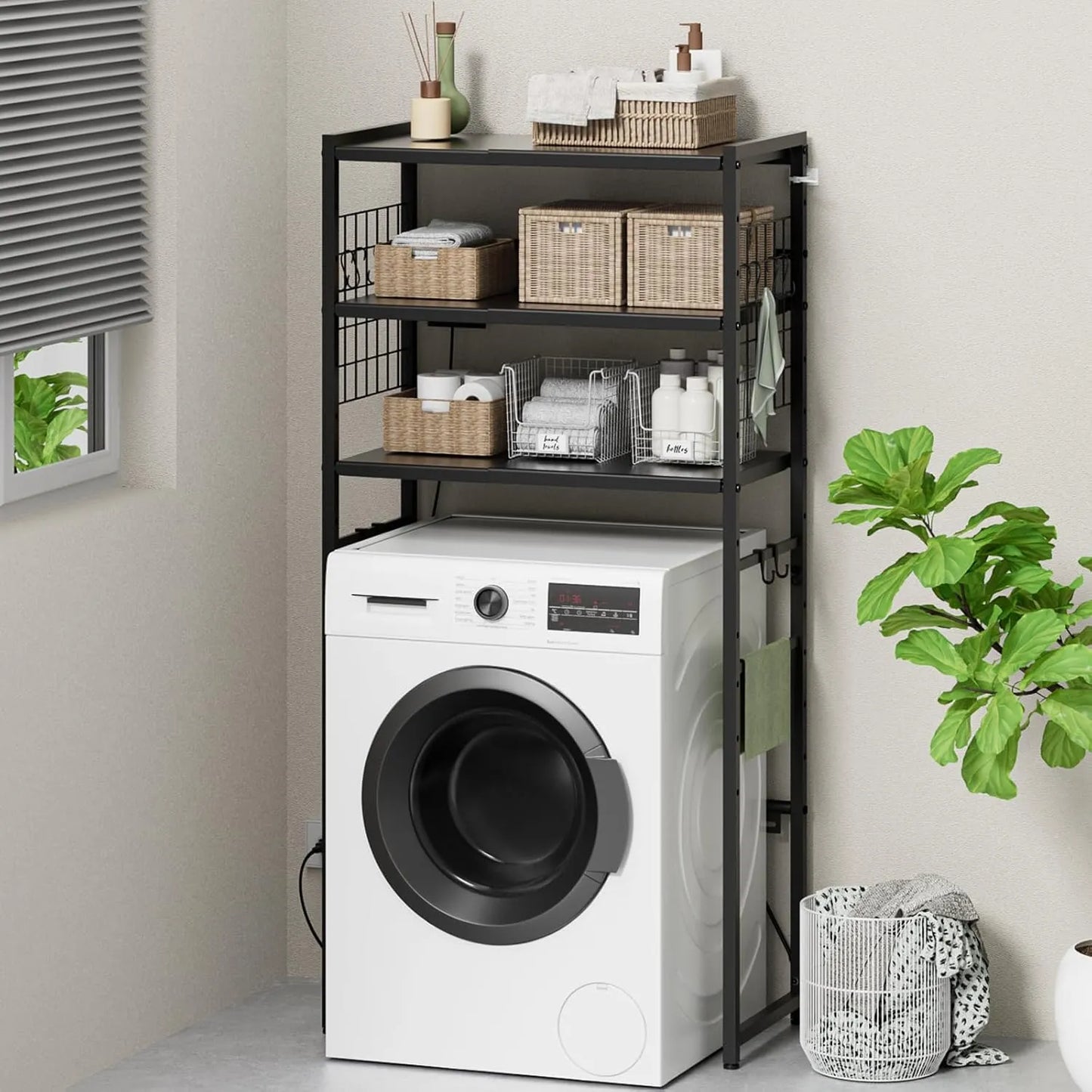 【高さ170cm】ゴミ箱・冷蔵庫上ラック｜口コンセント付き SH38W