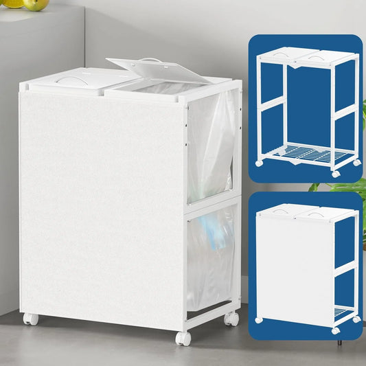 [マグネット式目隠し]2分別×45L ふた付き 10L～55L ゴミ箱ホルダー　SH55W