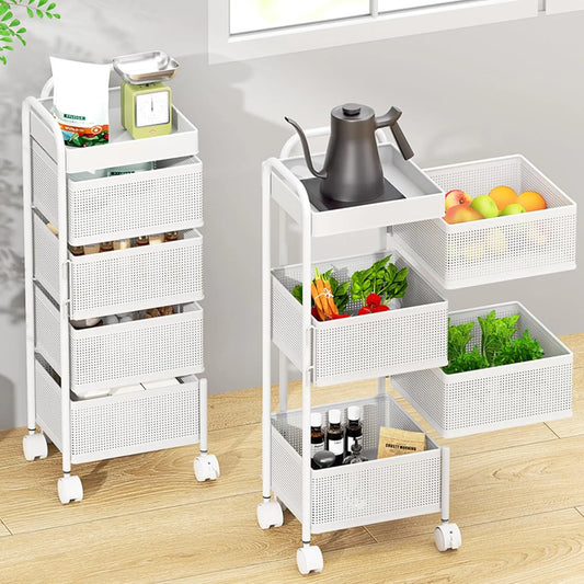 【360°回転】キッチンワゴン キャスター付き 4段 SH65W