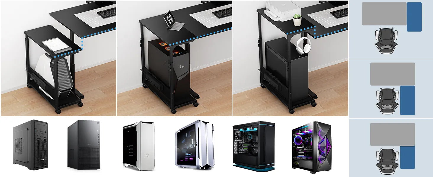 【昇降式】キャスター付きパソコンワゴン｜コ字型　SH50