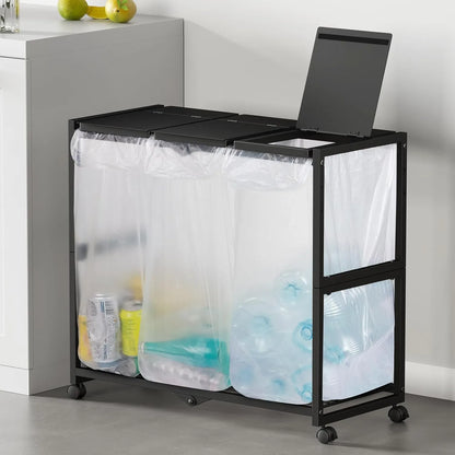 ゴミ箱 3分別 ダストワゴン ゴミ袋ホルダー 高さ三段調節20~45L袋対応　SH49W