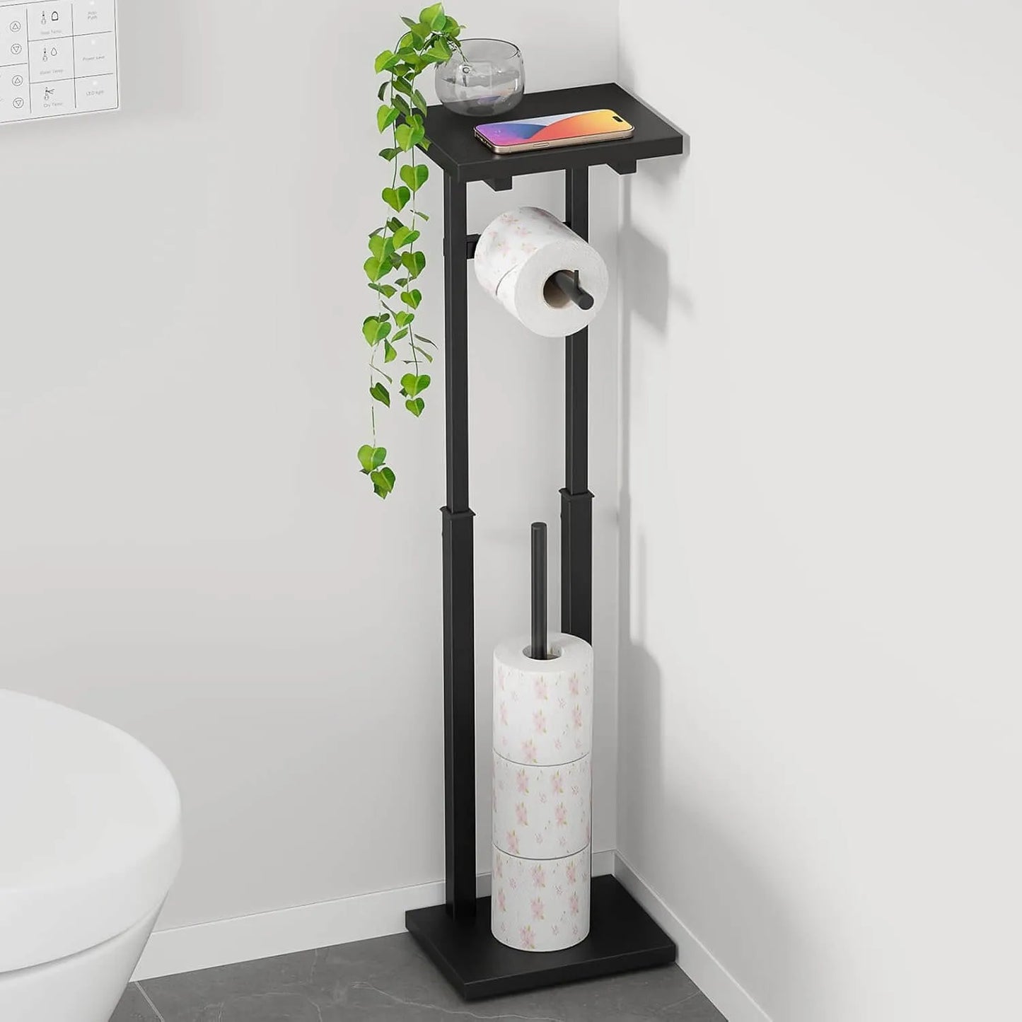 多機能のトイレットペーパーホルダー 置き場付き 3色　TS01B-B