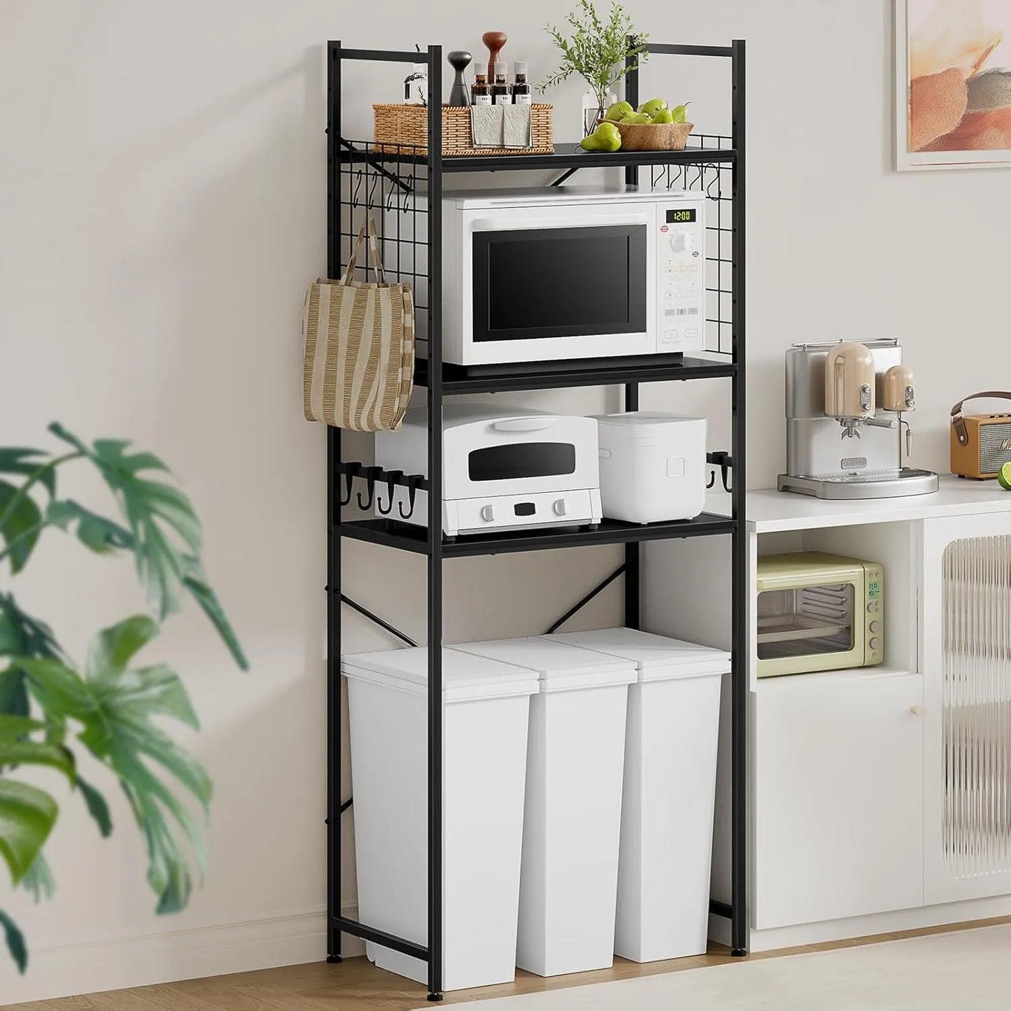 【高さ180cm】冷蔵庫ラック・ゴミ箱上ラック｜3枚可動棚 高さ11段調節 SH32W