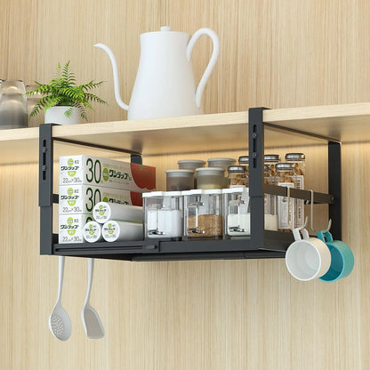 戸棚下吊り下げラック 横幅伸縮 W24～40×D26×H19～23cm  キッチン US01W