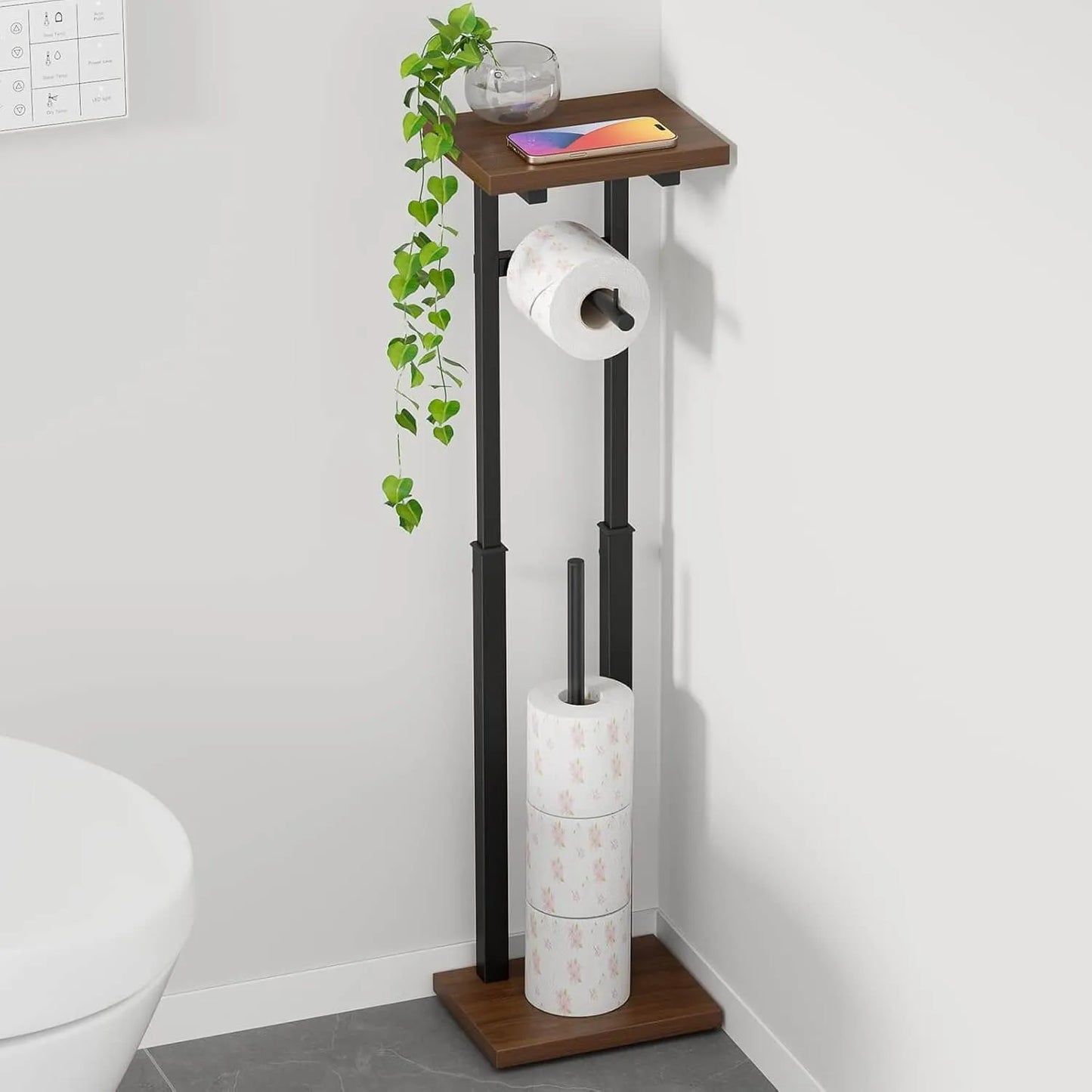 多機能のトイレットペーパーホルダー 置き場付き 3色　TS01B-B