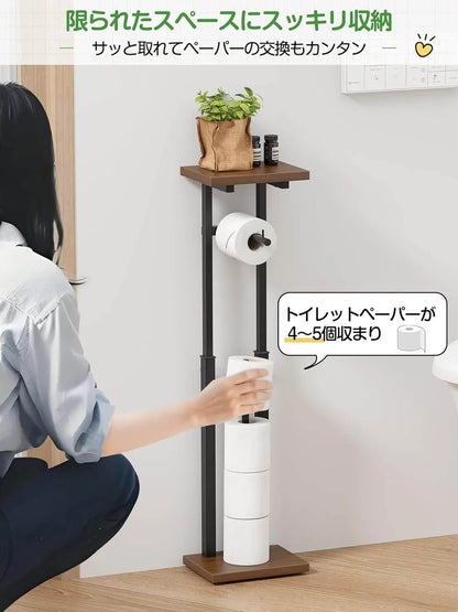 多機能のトイレットペーパーホルダー 置き場付き 3色　TS01B-B