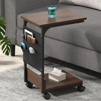 【収納袋付き】サイドテーブル ナイトテーブル｜キャスター・アジャスター付き　SH56W