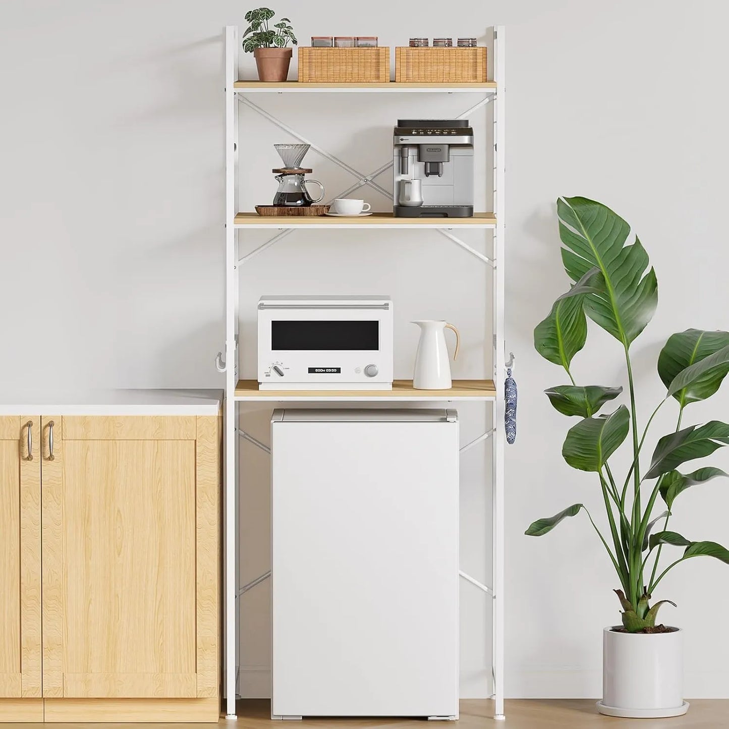 【高さ180cm】冷蔵庫ラック・ゴミ箱上ラック｜3枚可動棚 高さ11段調節 SH32W