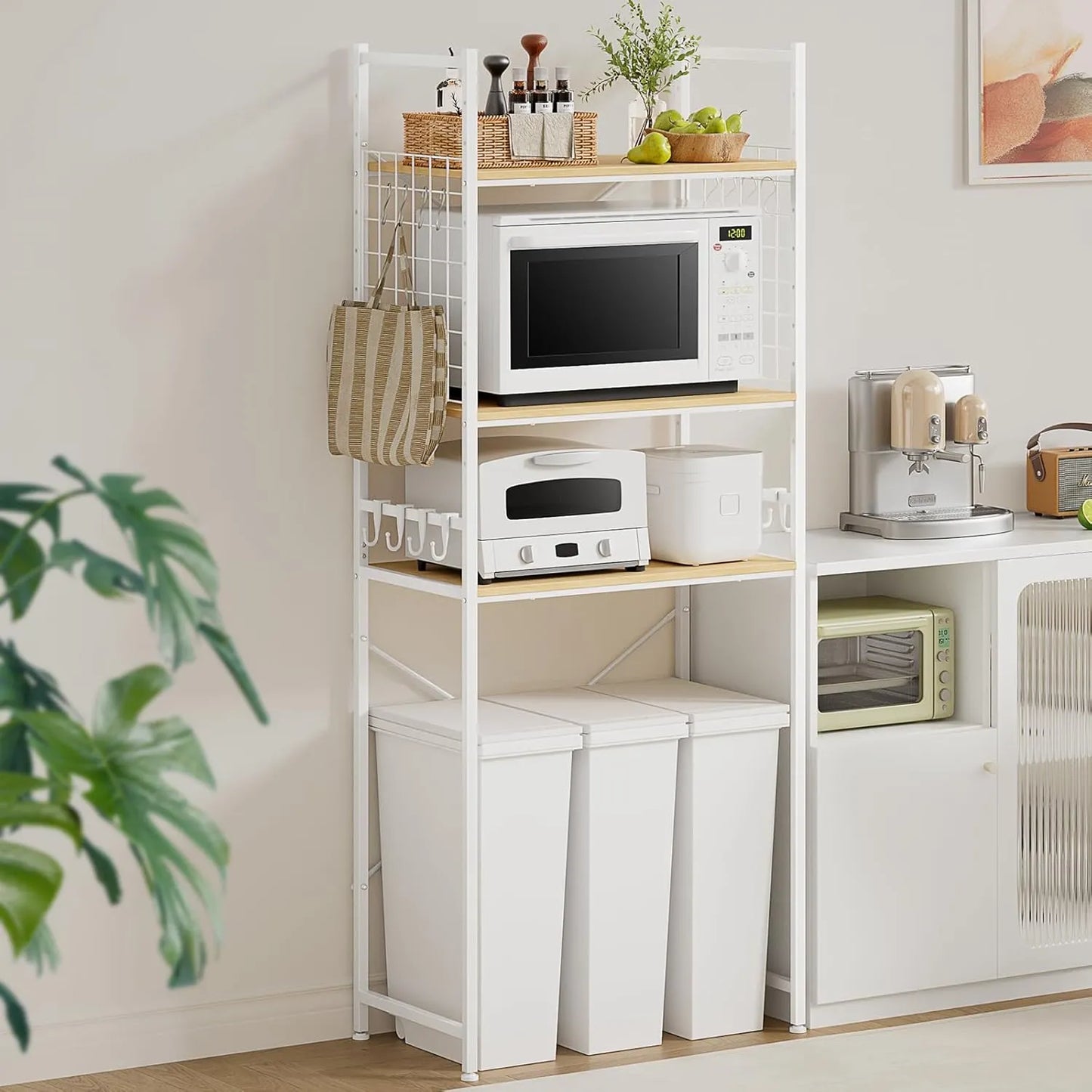 【高さ180cm】冷蔵庫ラック・ゴミ箱上ラック｜3枚可動棚 高さ11段調節 SH32W