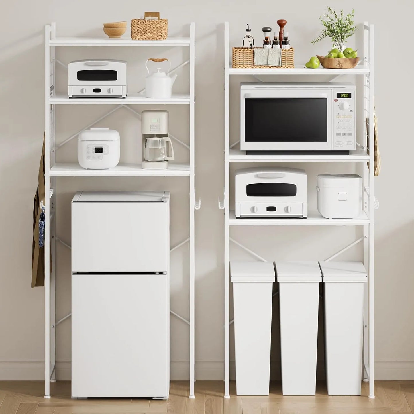 【高さ180cm】冷蔵庫ラック・ゴミ箱上ラック｜3枚可動棚 高さ11段調節 SH32W