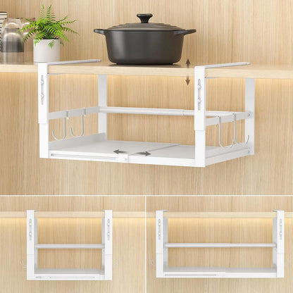 戸棚下吊り下げラック 横幅伸縮 W24～40×D26×H19～23cm  キッチン US01W