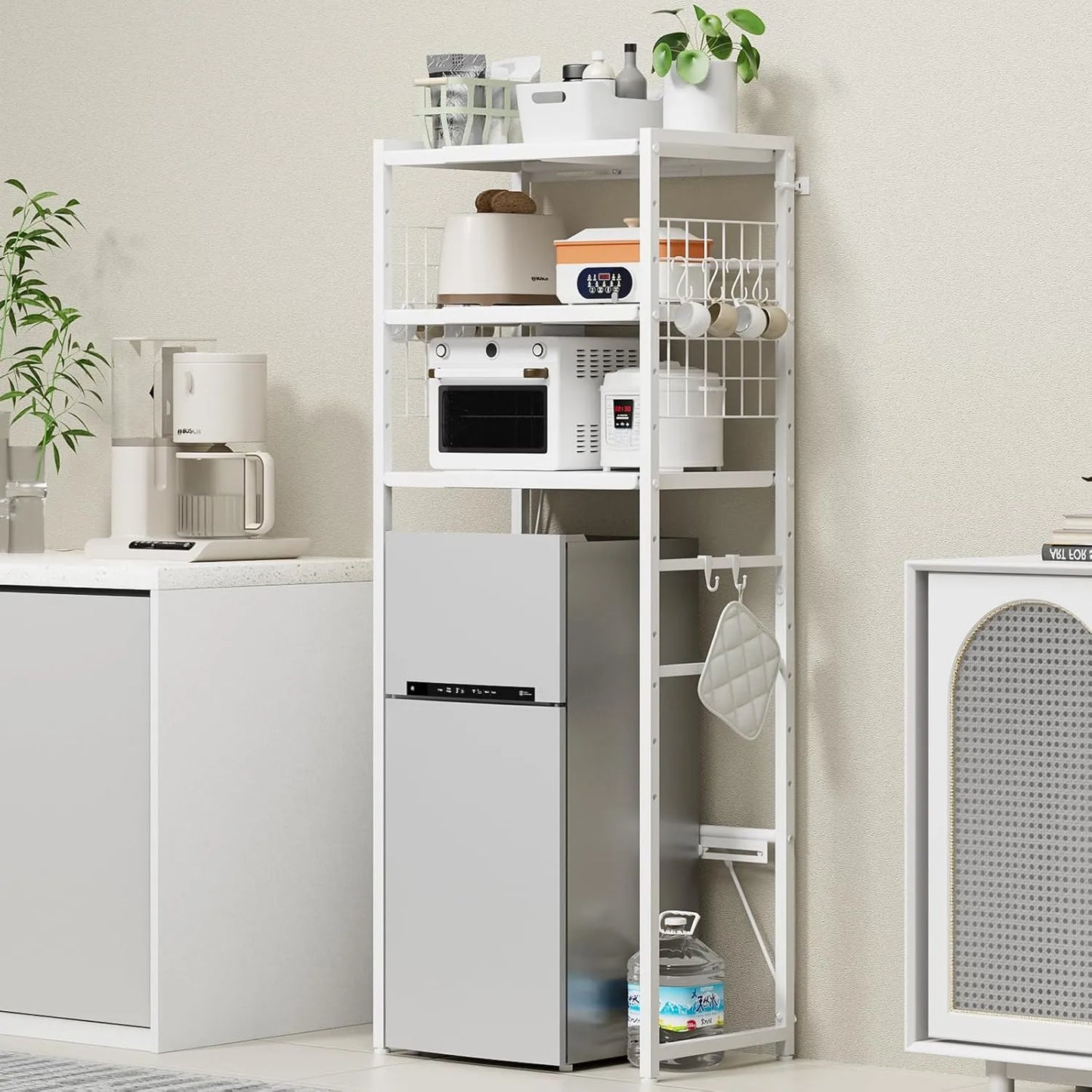 【高さ170cm】ゴミ箱・冷蔵庫上ラック｜口コンセント付き SH38W