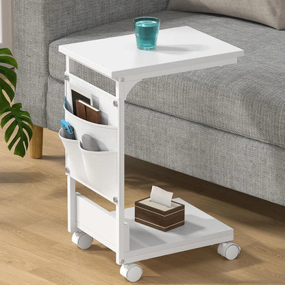 【収納袋付き】サイドテーブル ナイトテーブル｜キャスター・アジャスター付き　SH56W